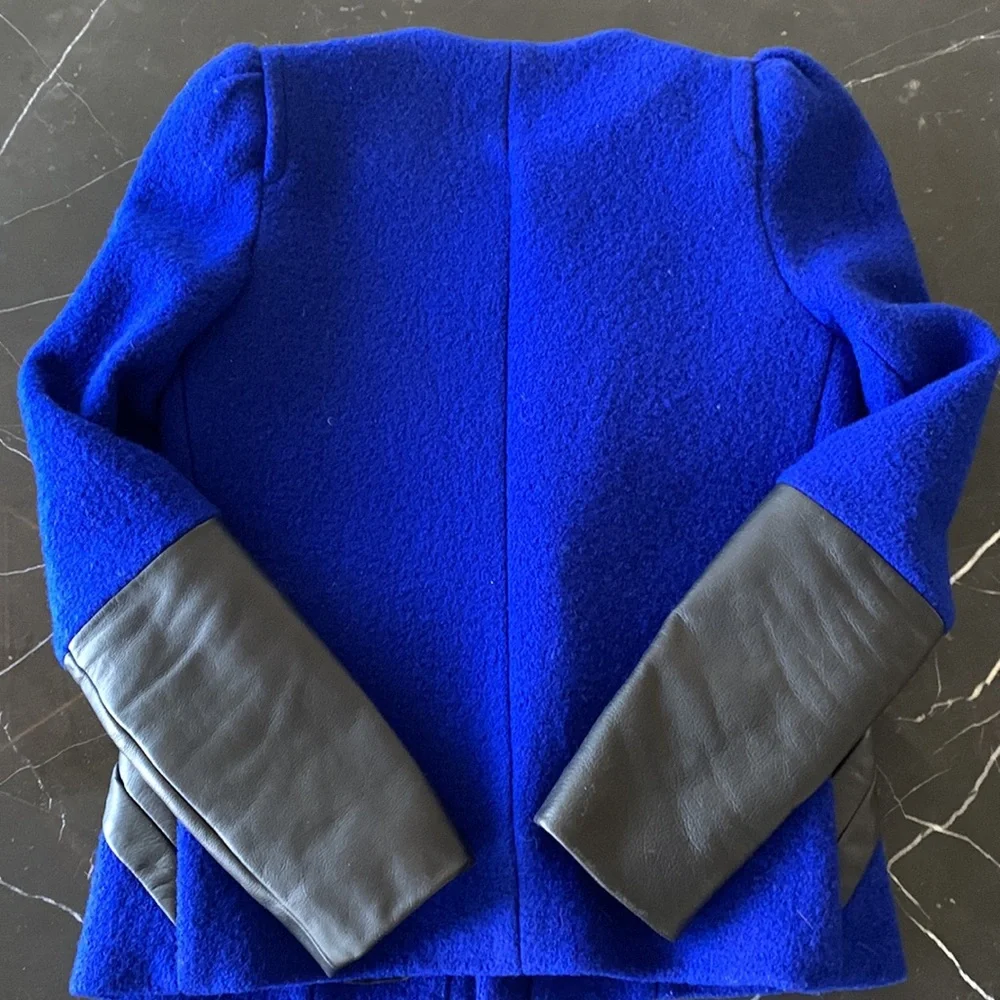 Bright blue blazer with leather detailing - Picture 5 of 5